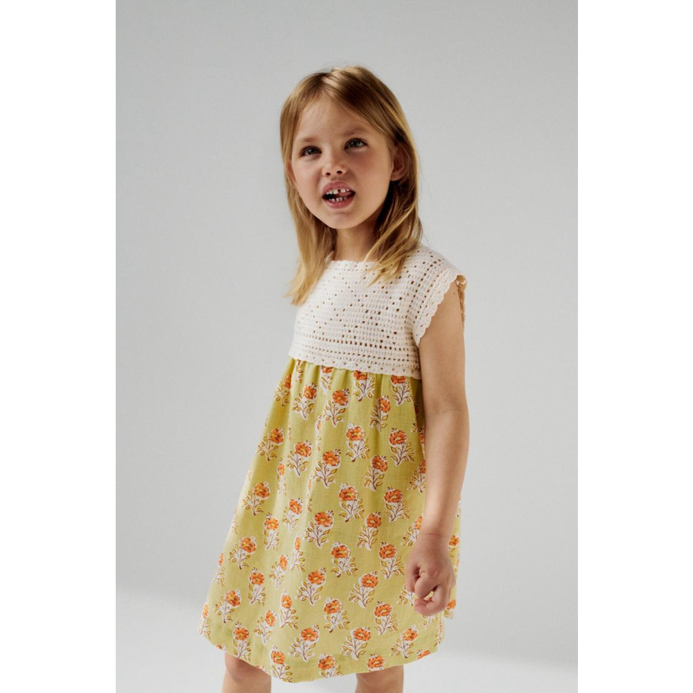 Zara Baby Crochet Cotton Linen Dress Size 1.5yo